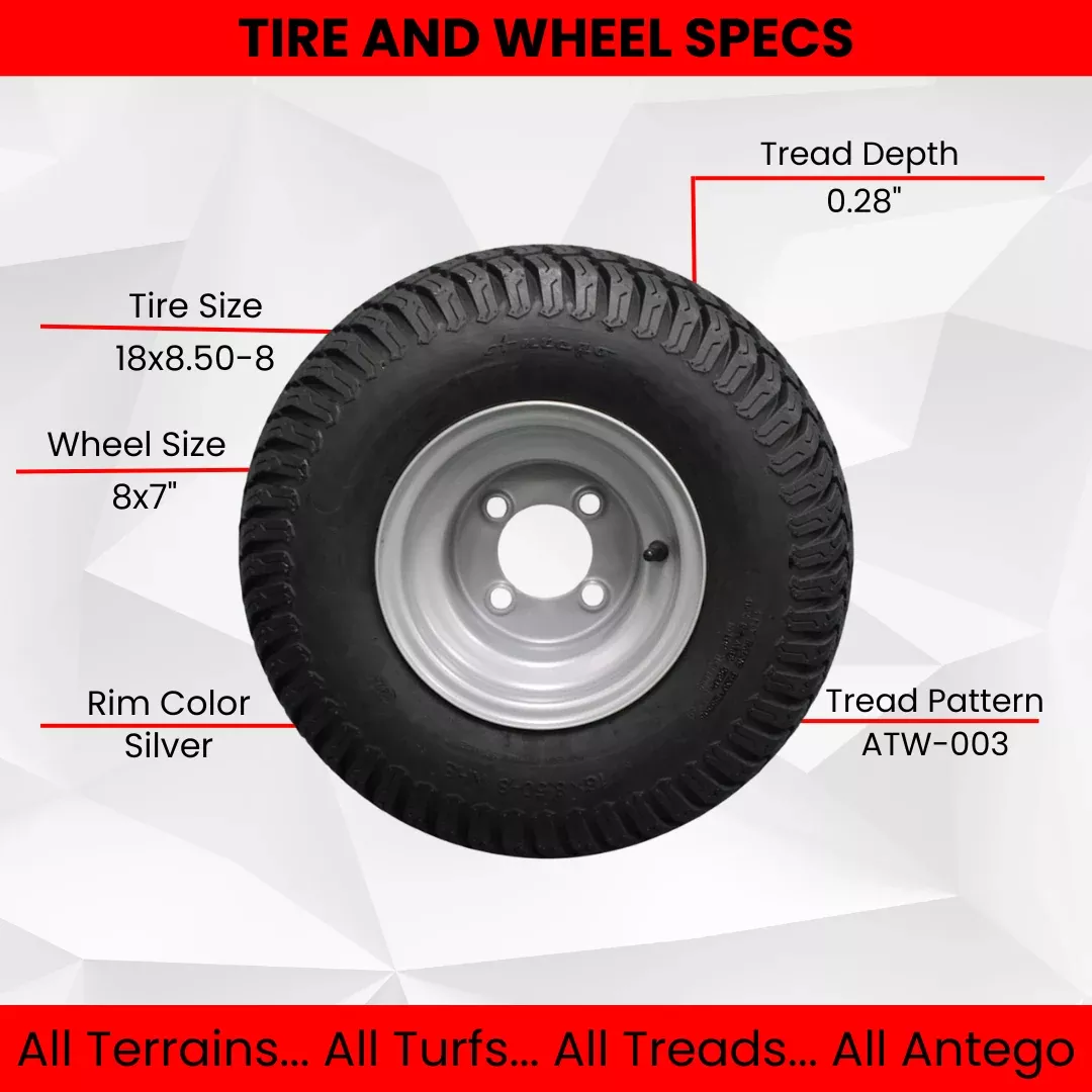 Set of Four 18x8.50-8 Gray Tire Assemblies
