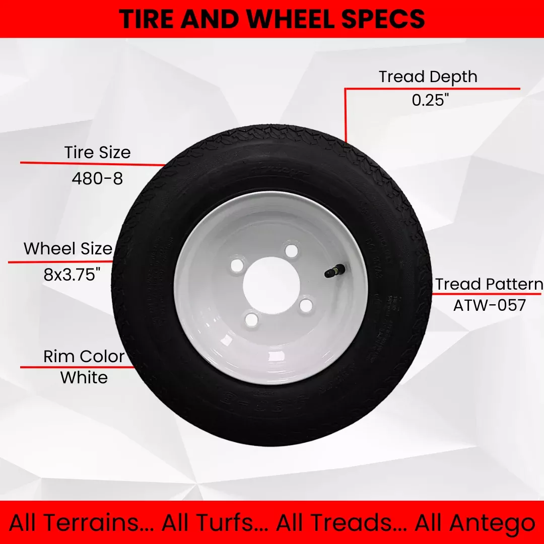 Set of Four 4.80-8 White Trailer Tire Assemblies