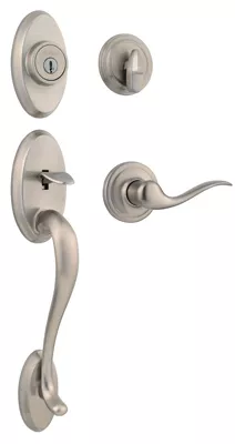 Shelburne Entry Door Handleset, Smartkey, Satin Nickel