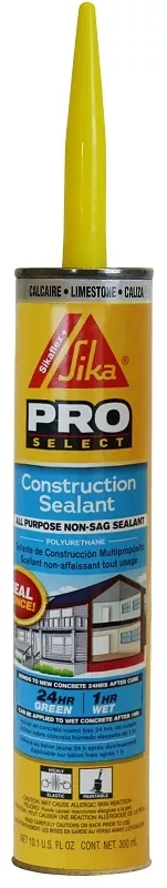 Sika SIKAFLEX PRO SELECT Series 515308 Construction Sealant, Limestone, 10.1 oz, Cartridge, Pack of 12