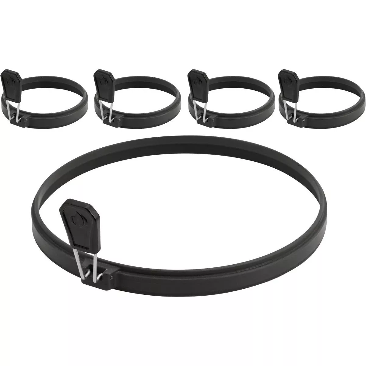 Silicone Breakfast Ring Set With Folding Handles – 8‑inch & Four 4‑inch Rings