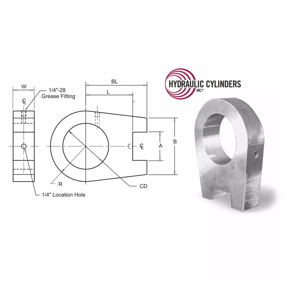 Spherical Tang – Snap Ring (Rod End), 2.000″ Pin Diameter