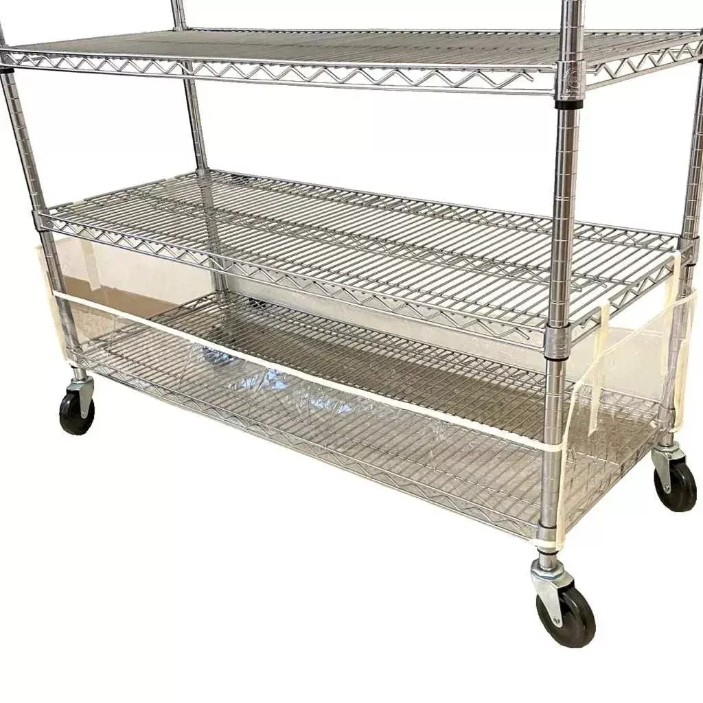 Storage Shelving Bottom Cover, 72"W x 18"D x 6"H, All Clear PVC Panels (Bottom Part ONLY)