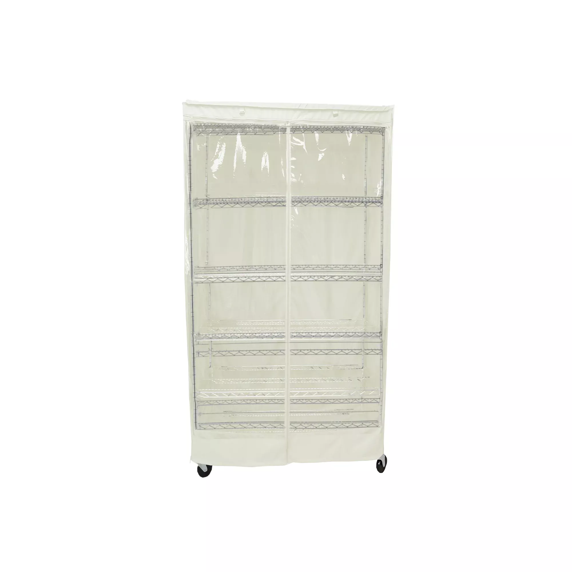 Storage Shelving Unit Cover, fits racks 30"W x 18"D x 72"H one side see through panel in Off White