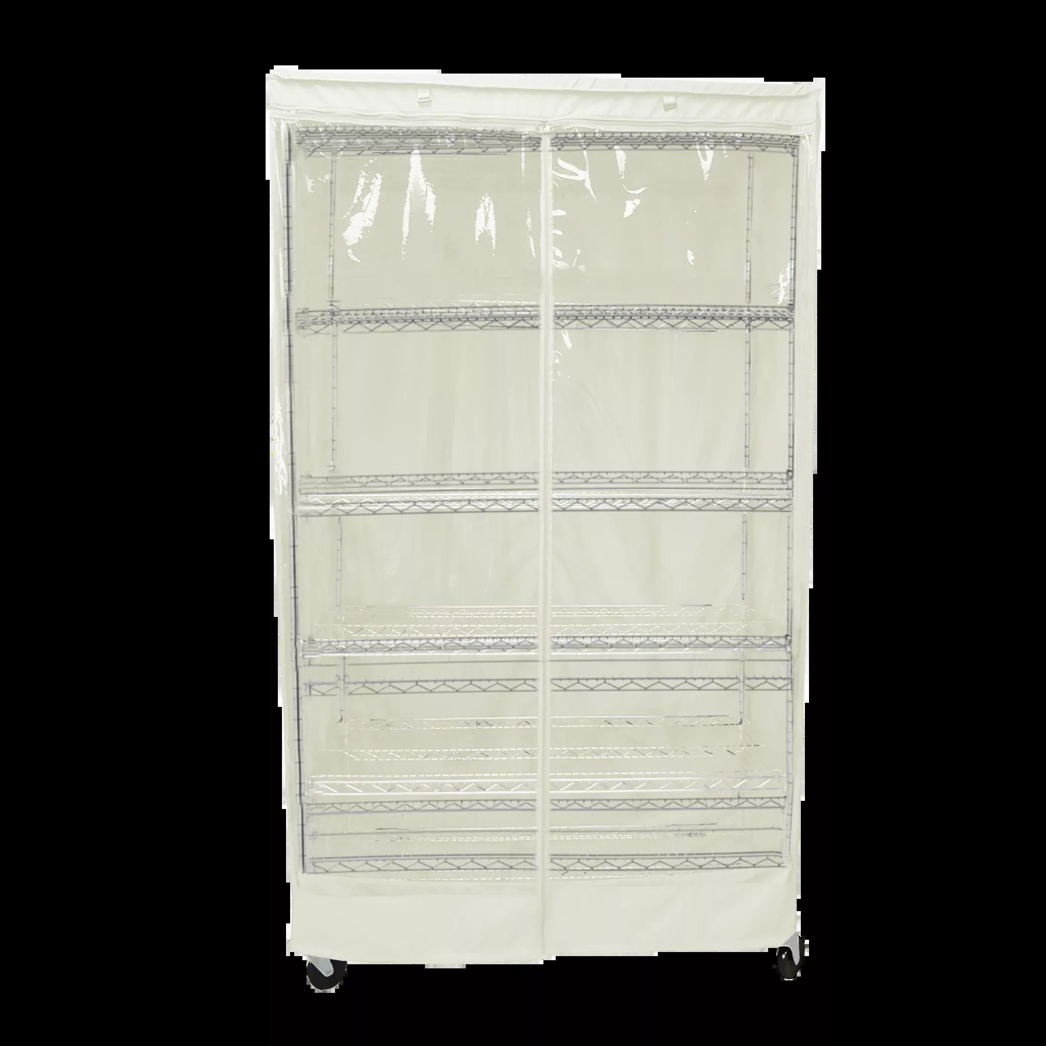 Storage Shelving Unit Cover, fits racks 36"W x 18"D x 72"H one side see through panel in Glacier Blue