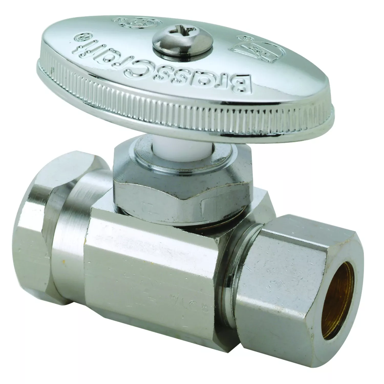 Straight Stop Valve, Chrome, 1/2 Fip X 1/2 In.