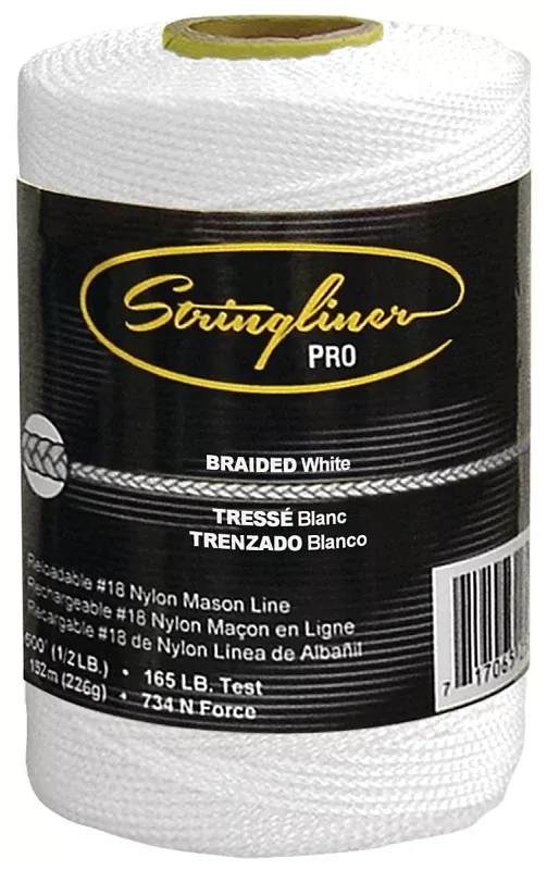 Stringliner Pro Series 35453 Construction Line, #18 Dia, 500 ft L, 165 lb Working Load, Nylon, White
