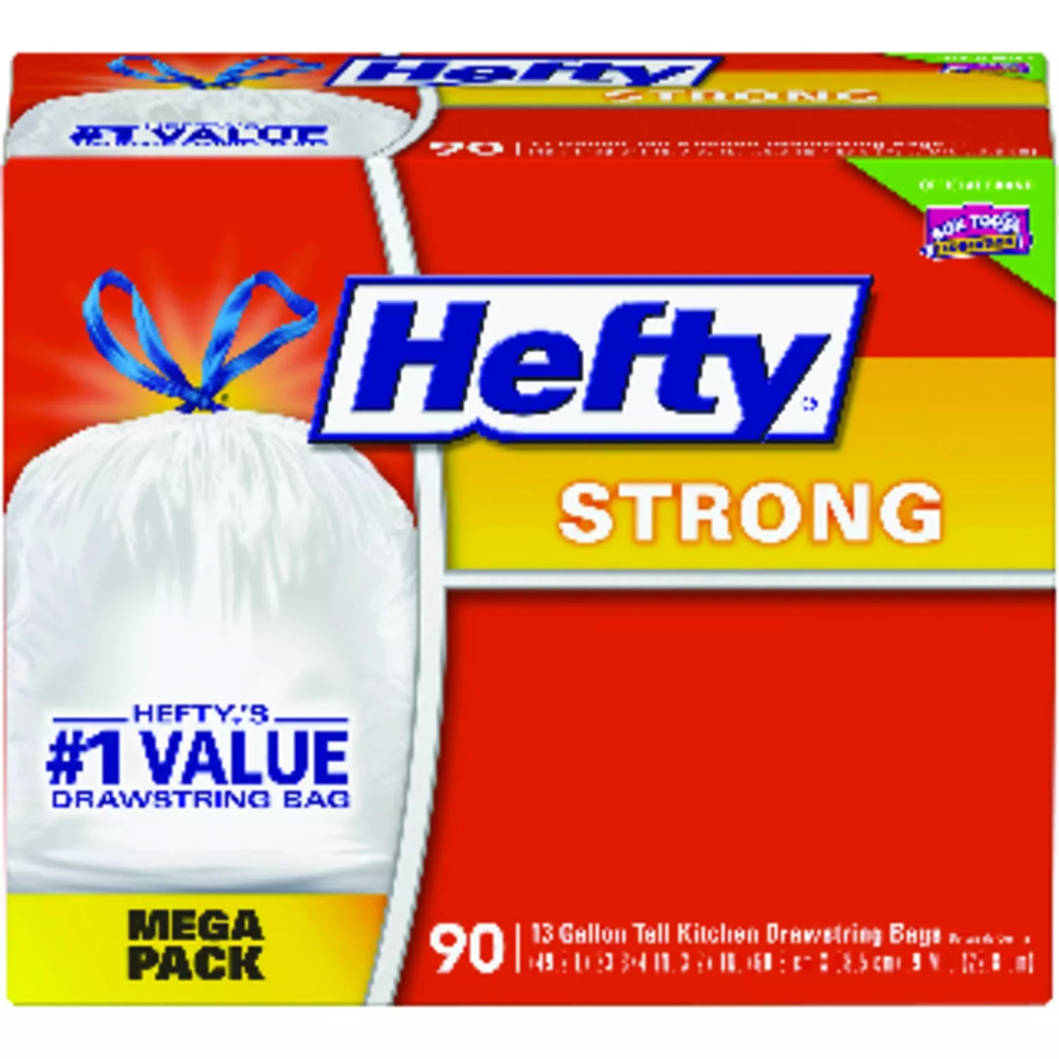 Tall Drawstring Kitchen Bags With Odor Block, 13 Gallon, 90-ct.