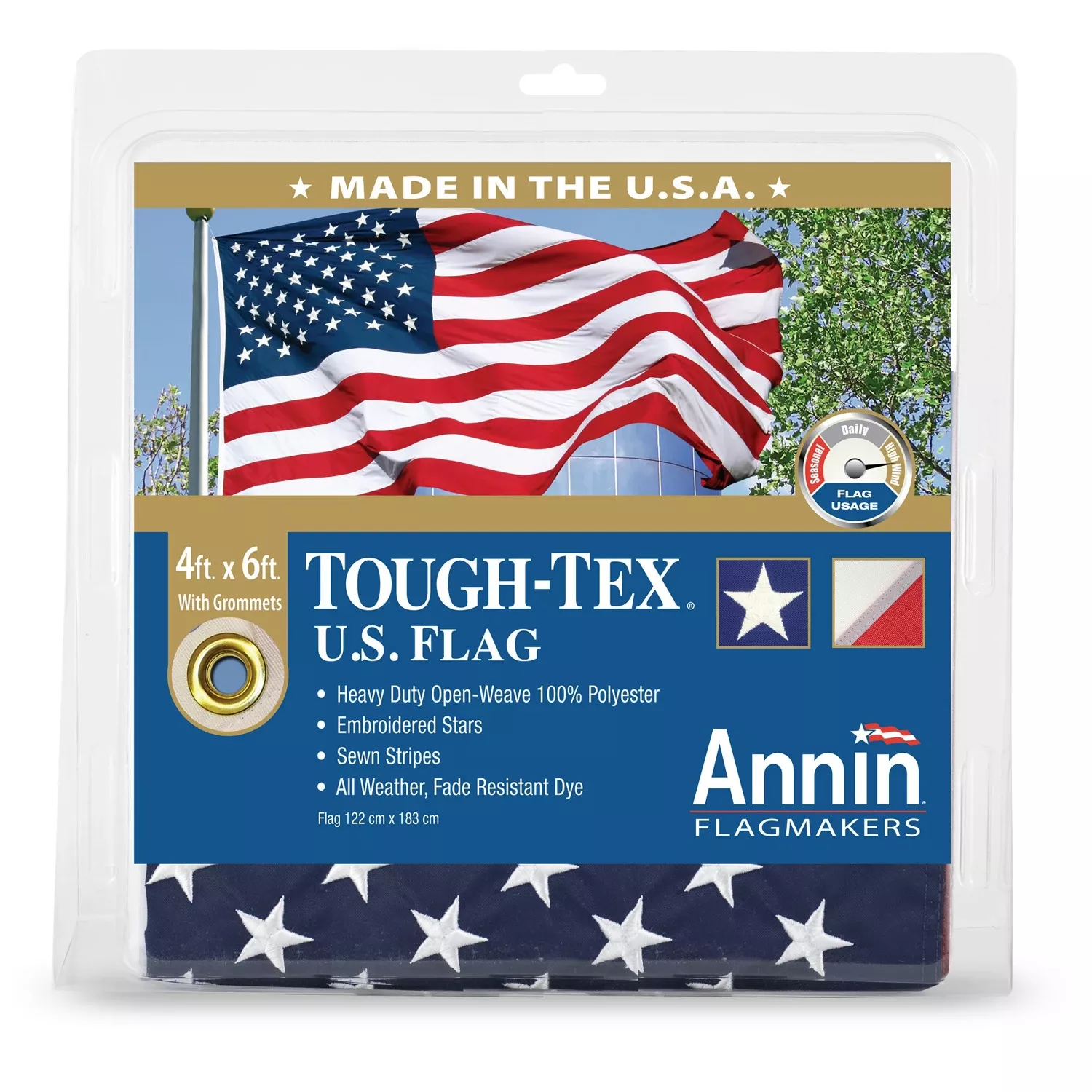 Tough Tex U.s. Flag, 2-ply Polyester, 4 X 6-ft.