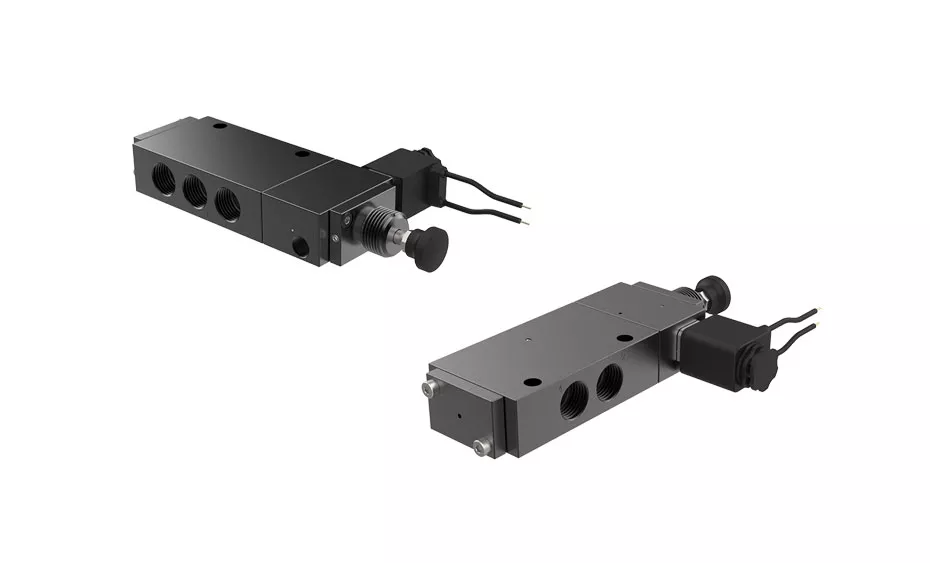 V380E90512-DAL-BLK | 19/50” NPT, 5-2, Push Pull and Solenoid Combination - Spring Return, 12DC, Ma