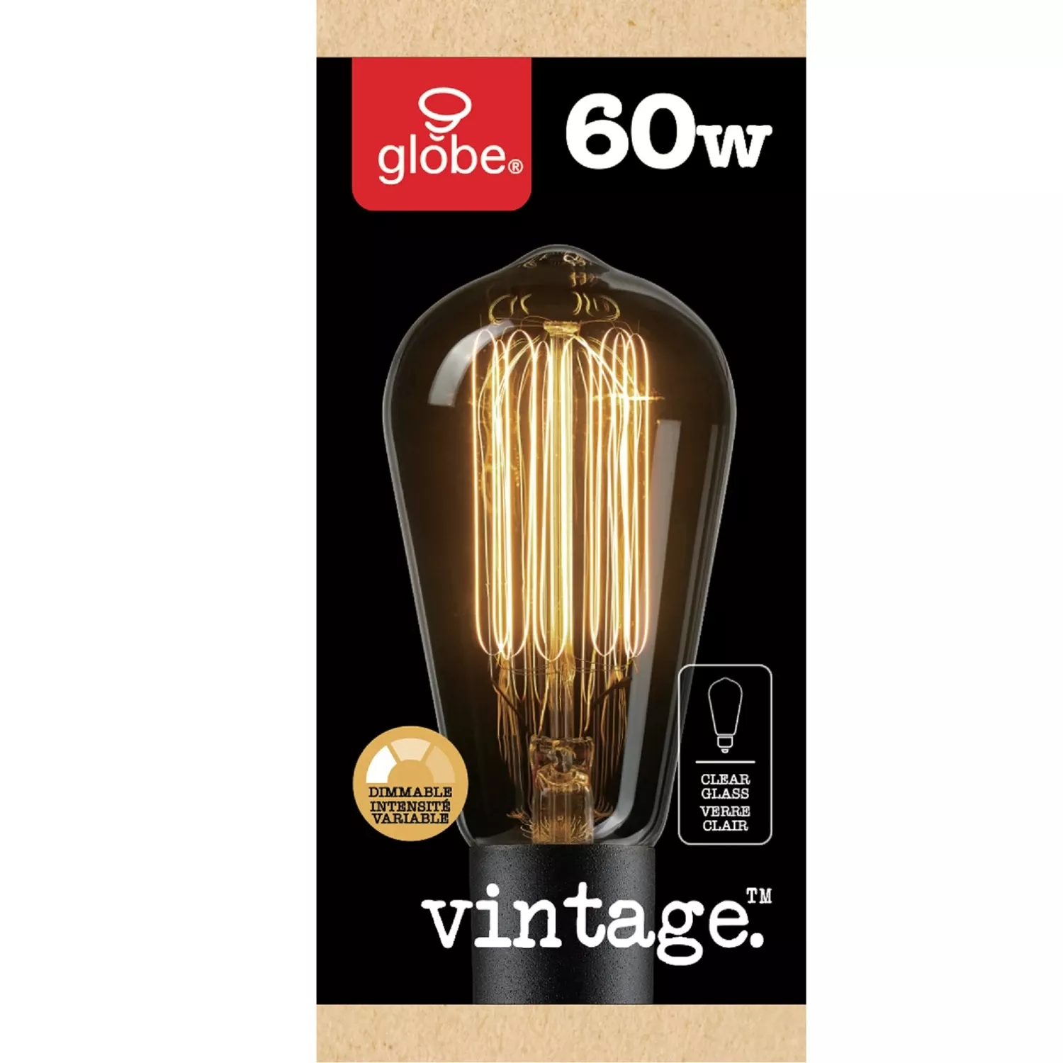 Vintage Edison Light Bulb, Tinted Glass, S60, 60-watts