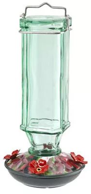 Vintage Square Hummingbird Feeder, Green, 16 Ounce Capacity