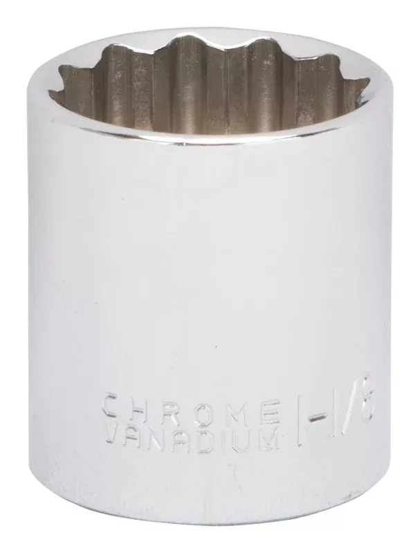 Vulcan MT6521736 Drive Socket, 1-1/8 in Socket, 1/2 in Drive, 12-Point, Chrome Vanadium Steel, Chrome