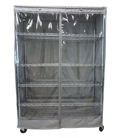 Wire Shelving Cover 36"Wx14"Dx54"H: One Side See-Through, Grey