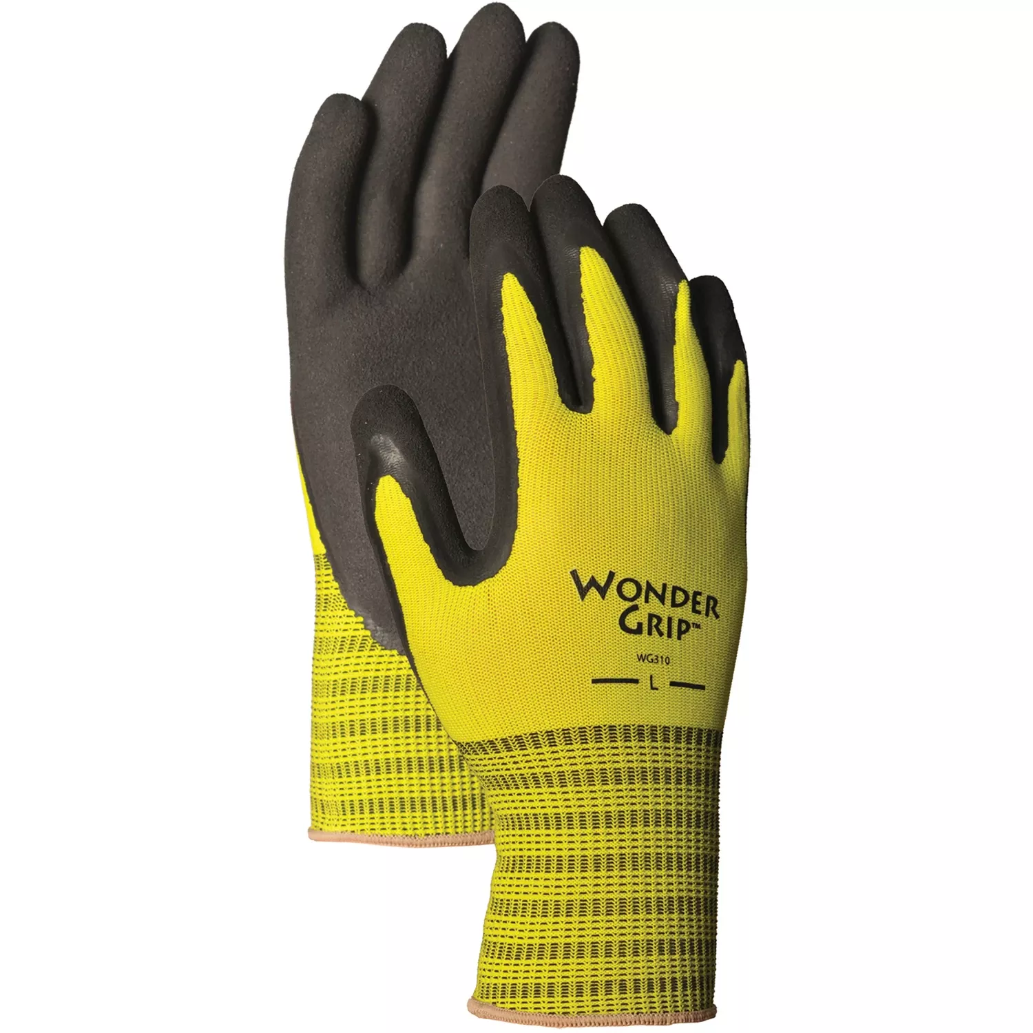 Work Gloves, Double-coated Latex Palm, Yellow Nylon, Small